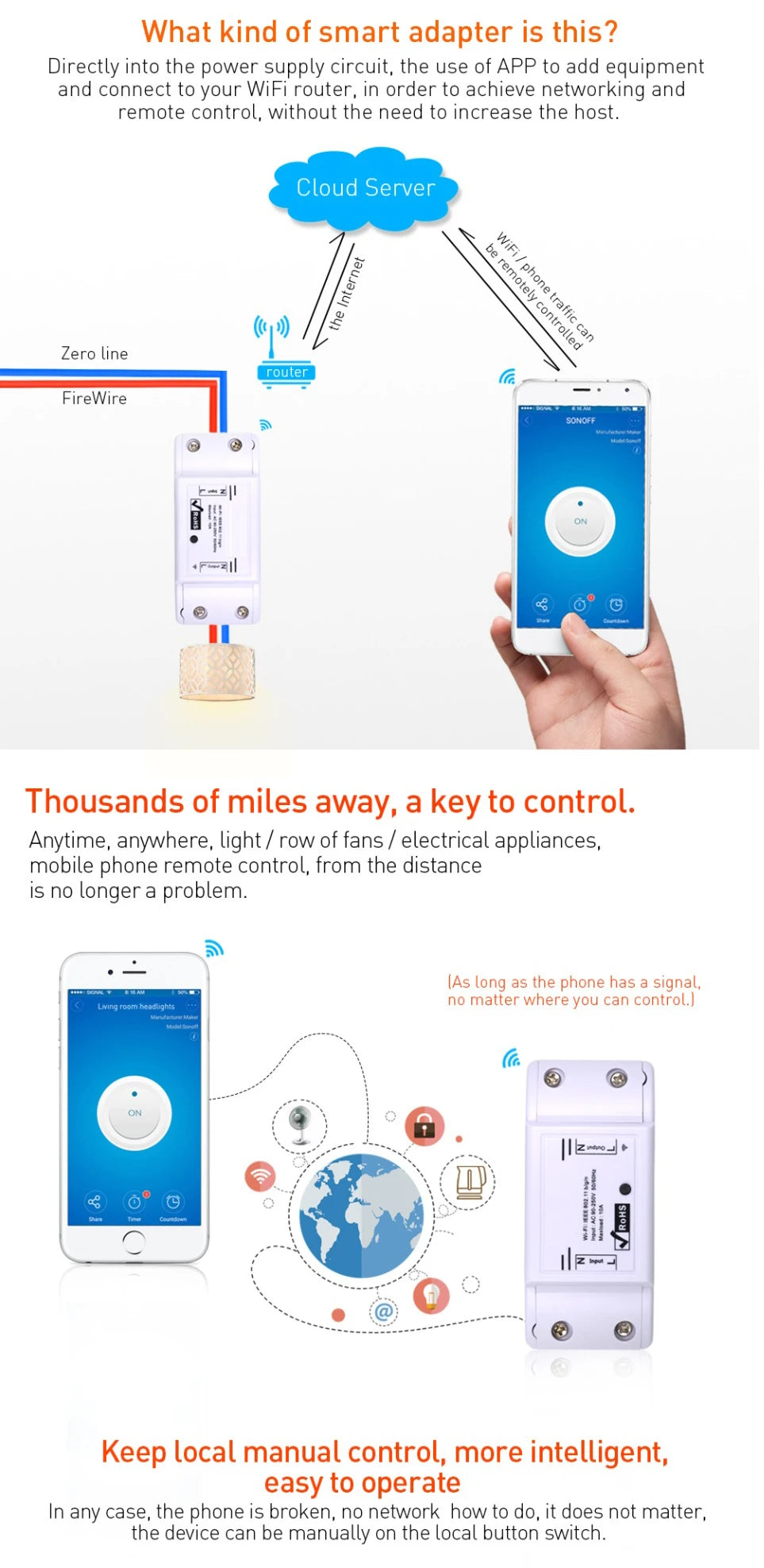 Wireless WIFI Smart Switch  For Smart  Home Security System