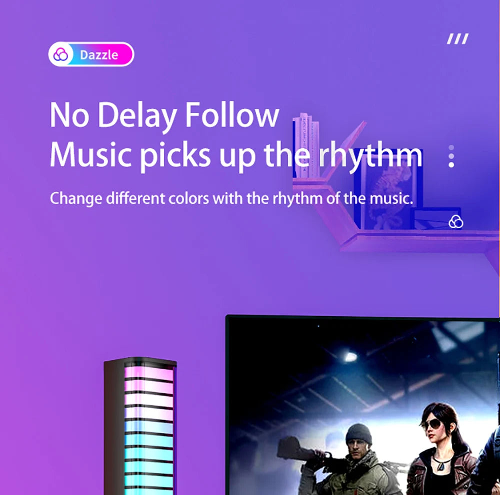 Smart RGB Pickup Lights LED 3D Double Sided Ambient Lamp APP Control Sound