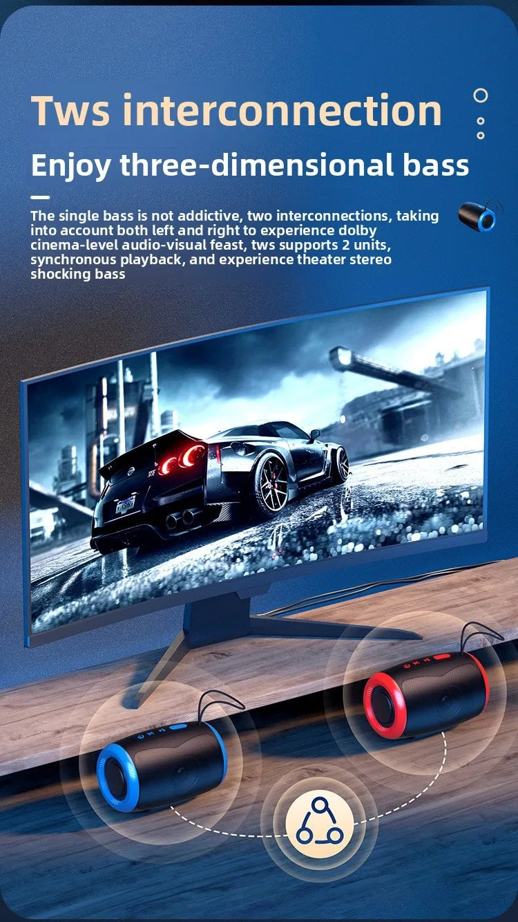 Portable Speaker Wireless Bluetooth Speakers with 5.3 Stereo FM/SD/USB