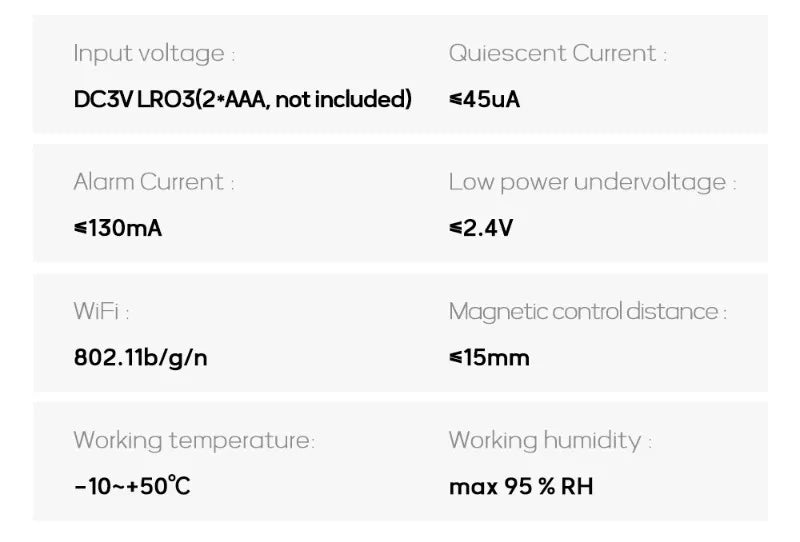 Smart Life App WiFi Door Sensor Window Sensor Open/Close Detector Security