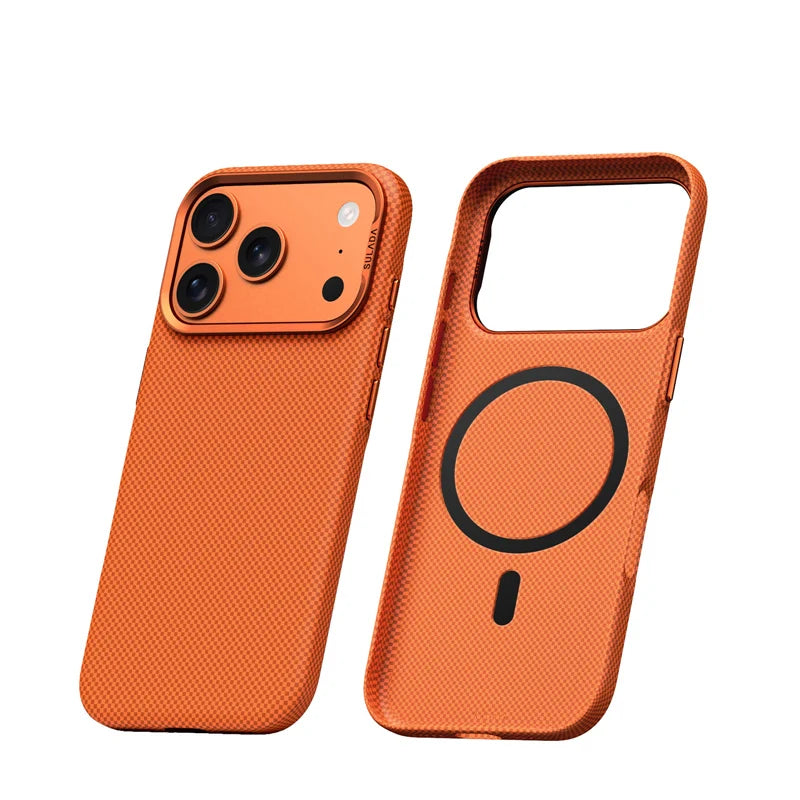 Luxury Plaid Texture Metal Lens Frame Magsafe Case For iPhone 17Pro