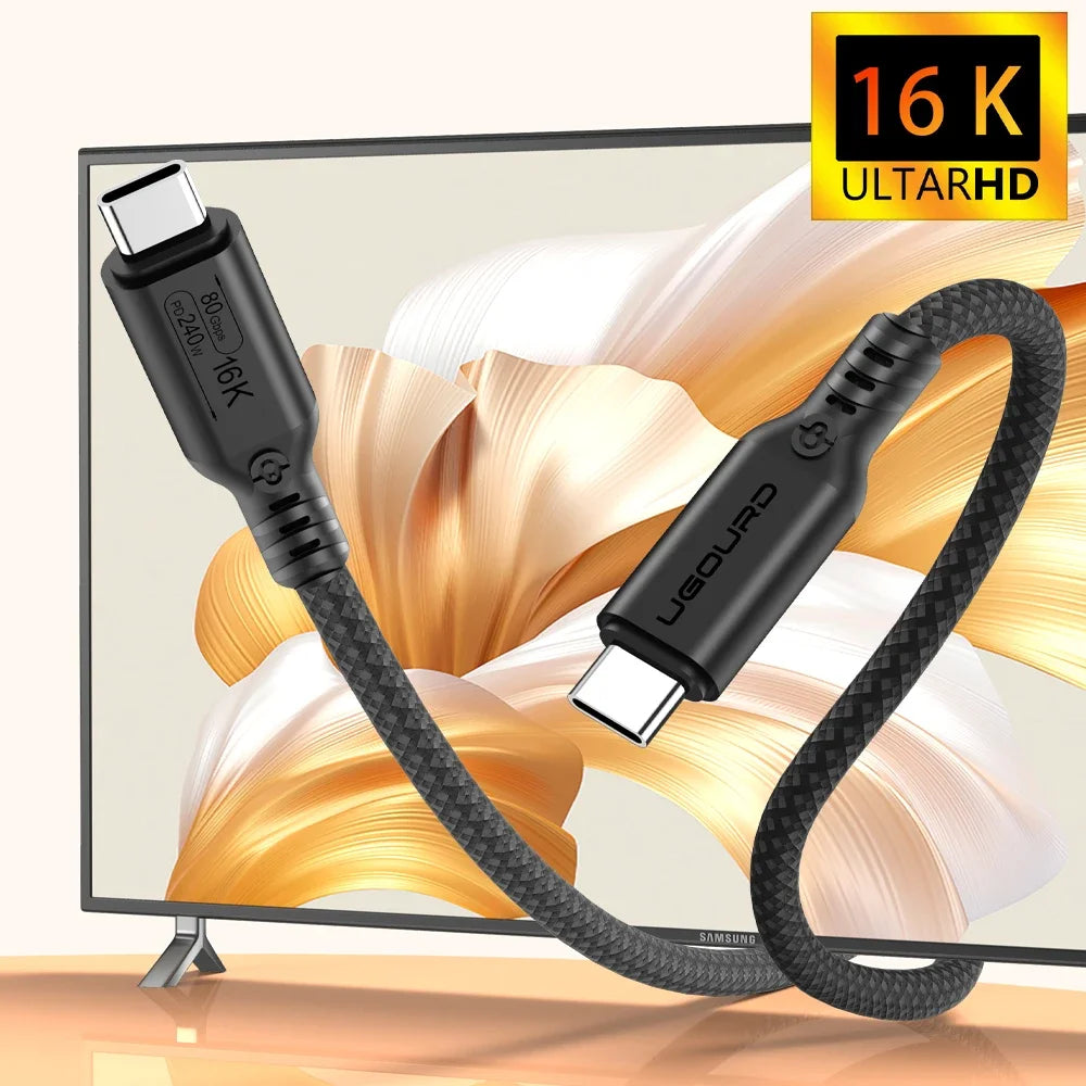 UGOURD Thunderbolt 5 Cable Type C 80Gbps USB4 Gen4 USB C to C 240W