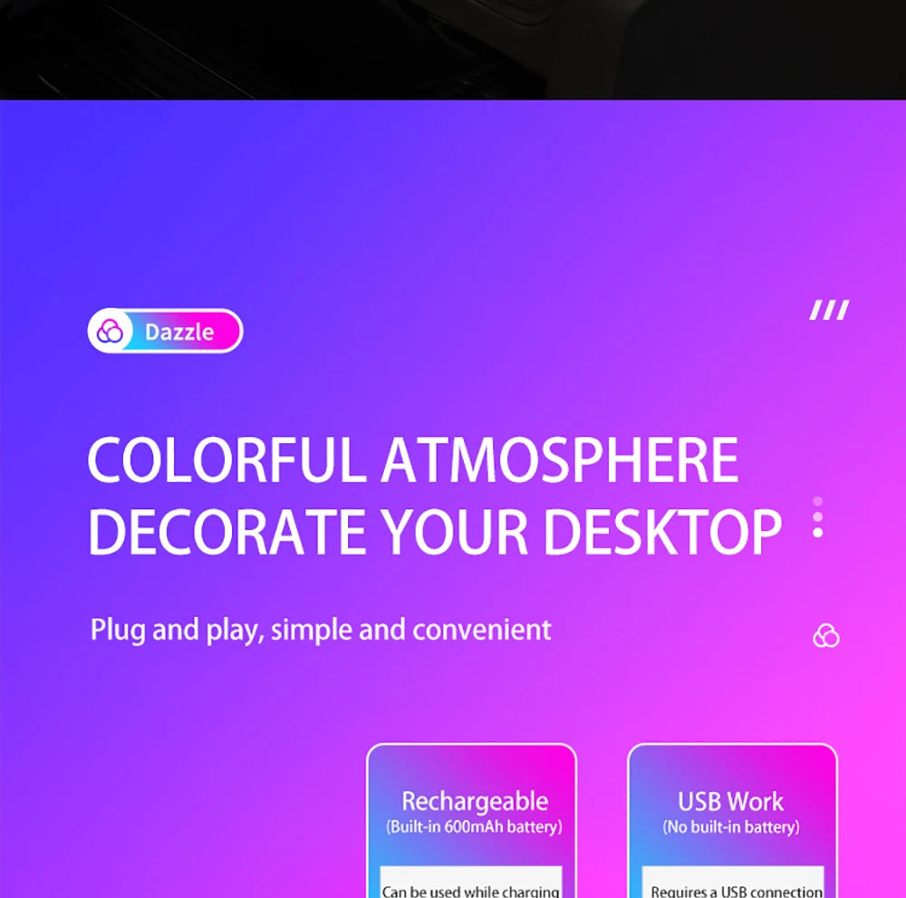 Smart RGB Pickup Lights LED 3D Double Sided Ambient Lamp APP Control Sound