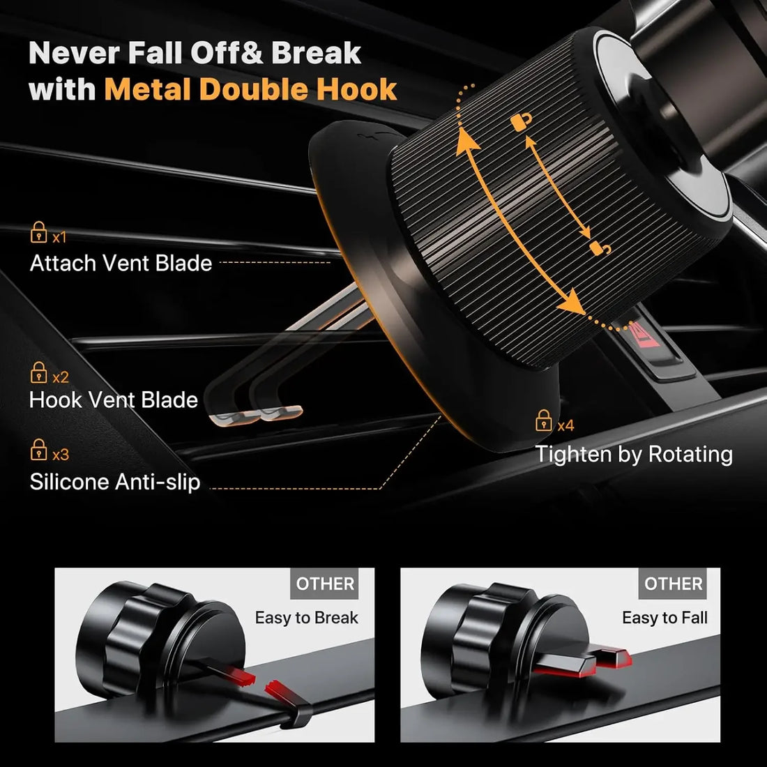 Car Phone Holder Phone Holders for Your Car with Metal Hook Clip Air Vent Cell