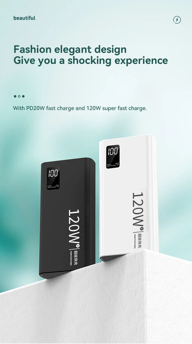 80000mAh Power Bank 120W Super Fast Charging 100% Sufficient Capacity