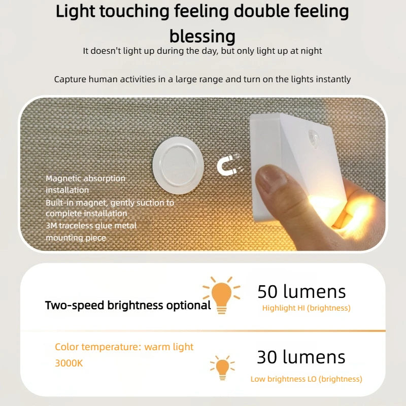 Smart Motion Activated Wall Light - 2200mAh USB-C Fast Charge