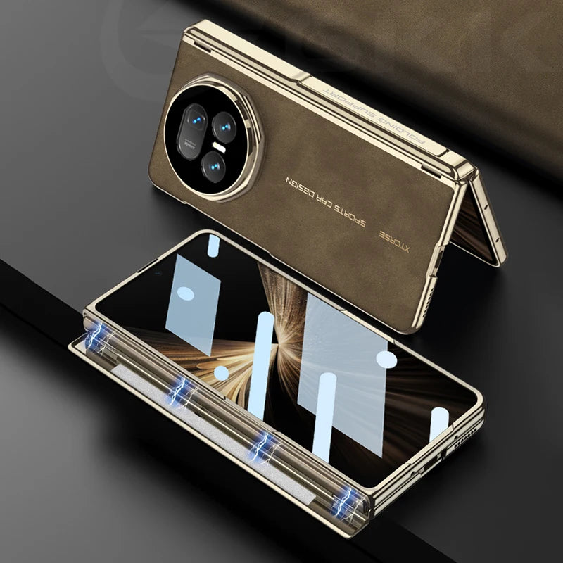 Frosted Leather Magnetic Hinge Stand Case For Honor Magic V5 Wireless