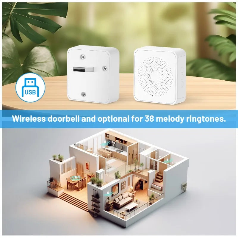 Smart WiFi Doorbell 1080P HD Wide Angle Camera Wireless Doorbell Motion