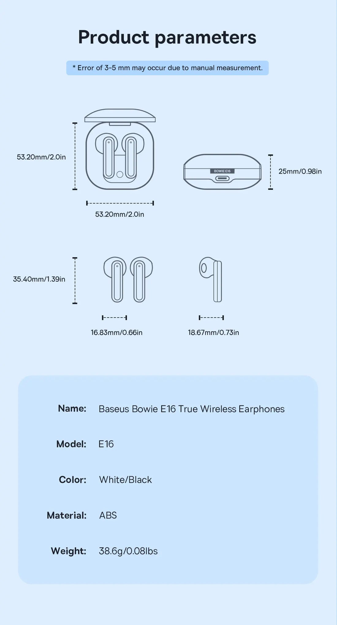 Baseus Bowie E16 Wireless Earphone Bluetooth 5.3 Earphones
