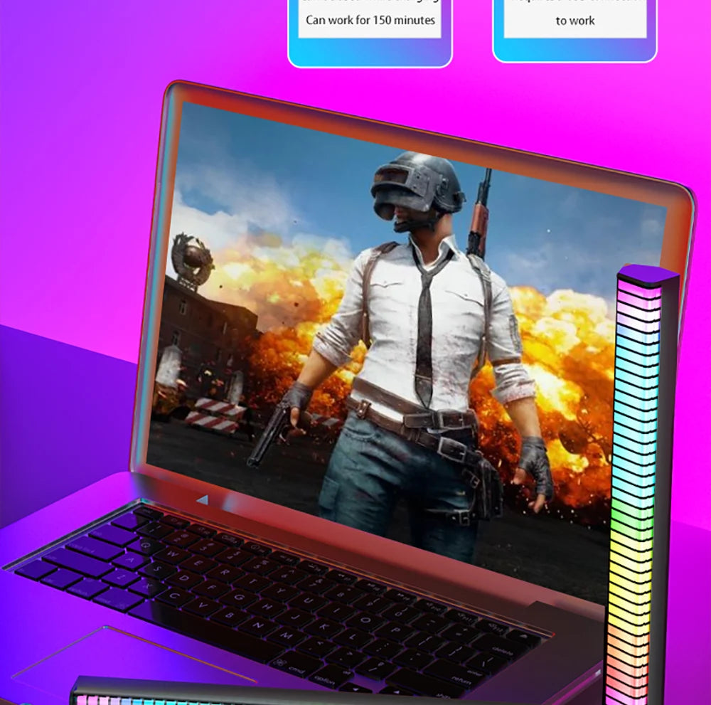 Smart RGB Pickup Lights LED 3D Double Sided Ambient Lamp APP Control Sound