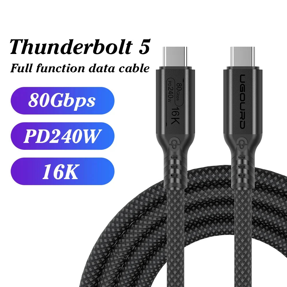UGOURD Thunderbolt 5 Cable Type C 80Gbps USB4 Gen4 USB C to C 240W