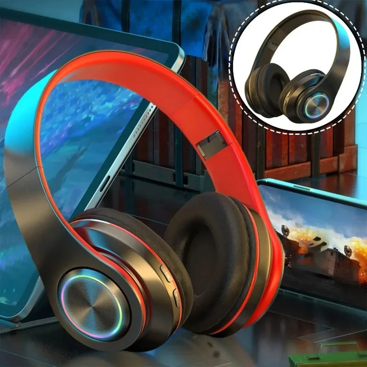 Wireless Over Ear Headphones - Active Noise Canceling, Deep Bass, LED Light