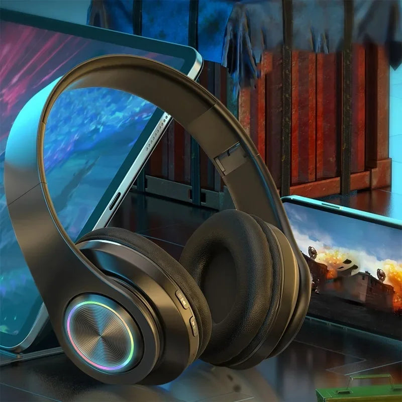 Wireless Over Ear Headphones - Active Noise Canceling, Deep Bass, LED Light