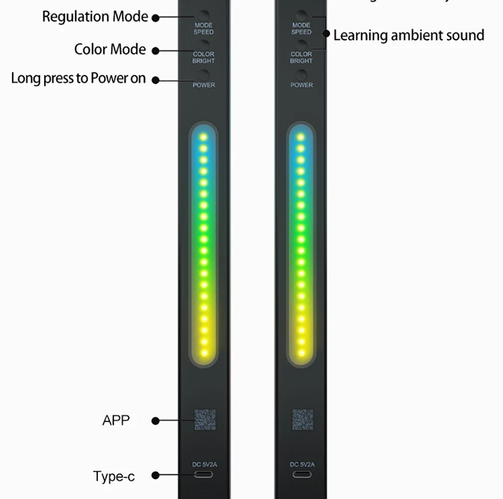 Smart RGB Pickup Lights LED 3D Double Sided Ambient Lamp APP Control Sound
