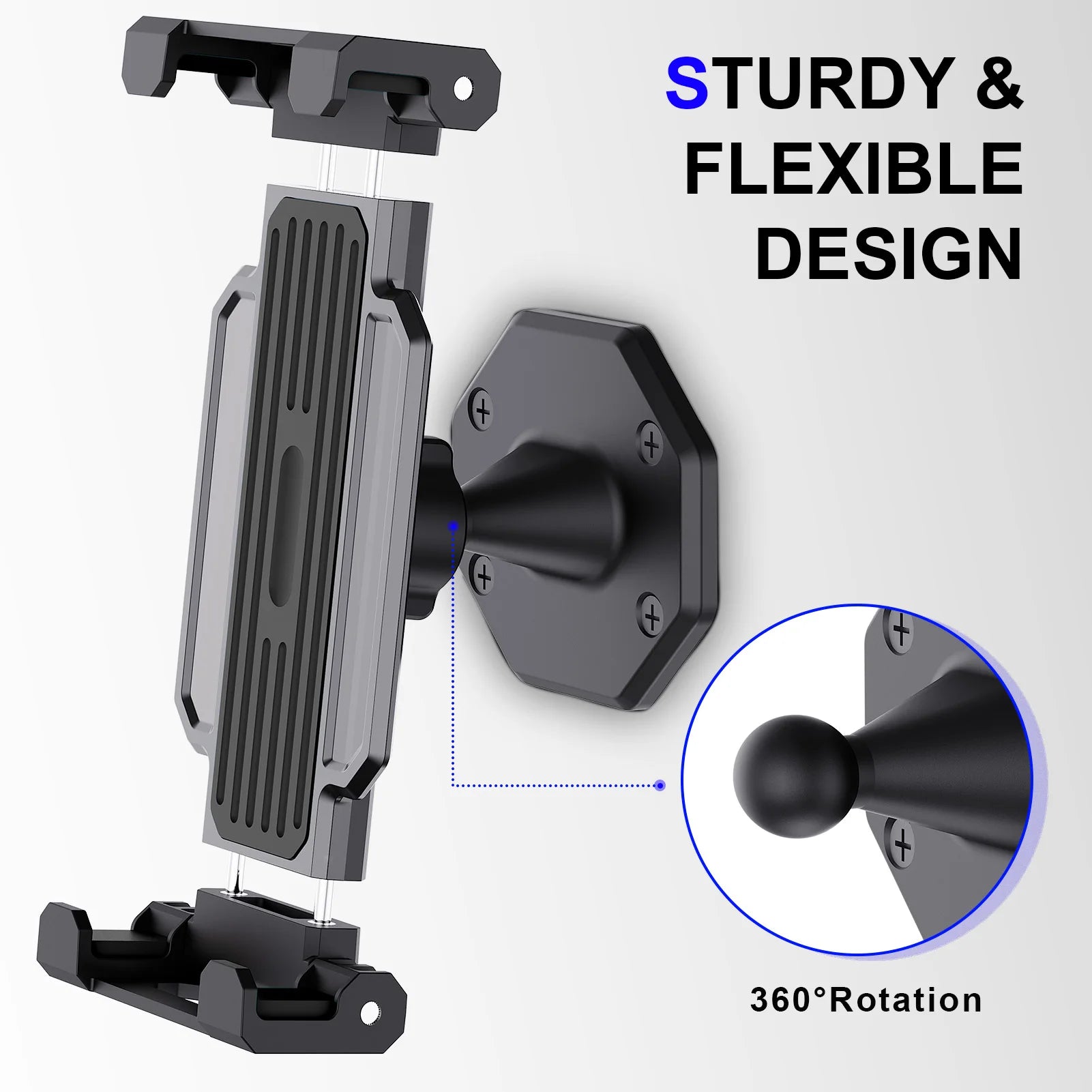 Tablet Wall Mount, 360° Rotation Tablet Holder Stand, Sturdy Base