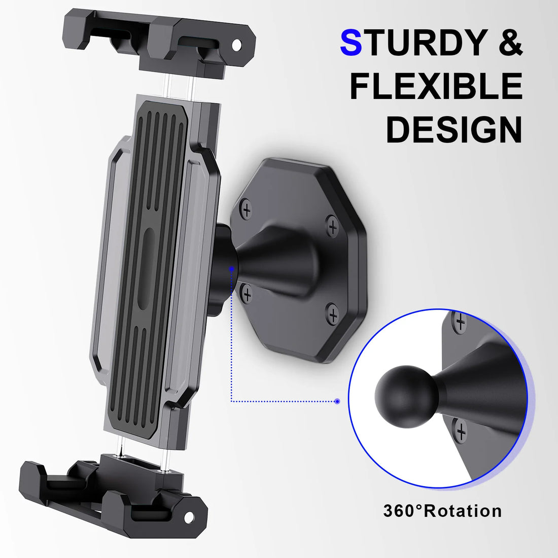 Tablet Wall Mount, 360° Rotation Tablet Holder Stand, Sturdy Base