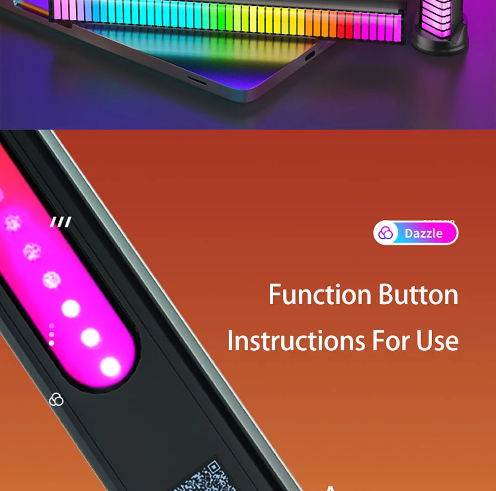 Smart RGB Pickup Lights LED 3D Double Sided Ambient Lamp APP Control Sound