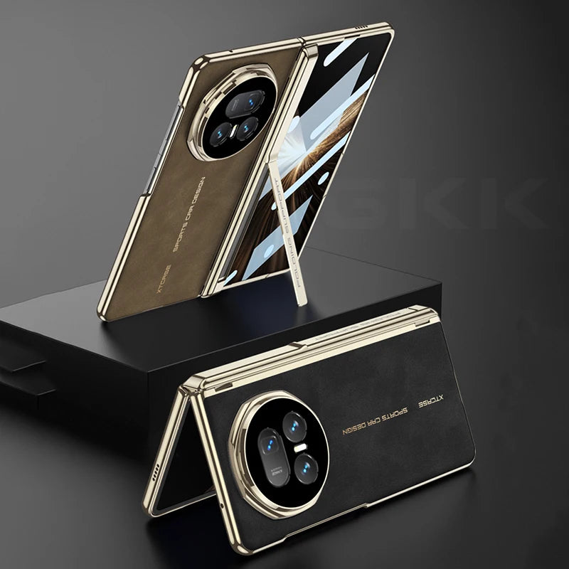 Frosted Leather Magnetic Hinge Stand Case For Honor Magic V5 Wireless