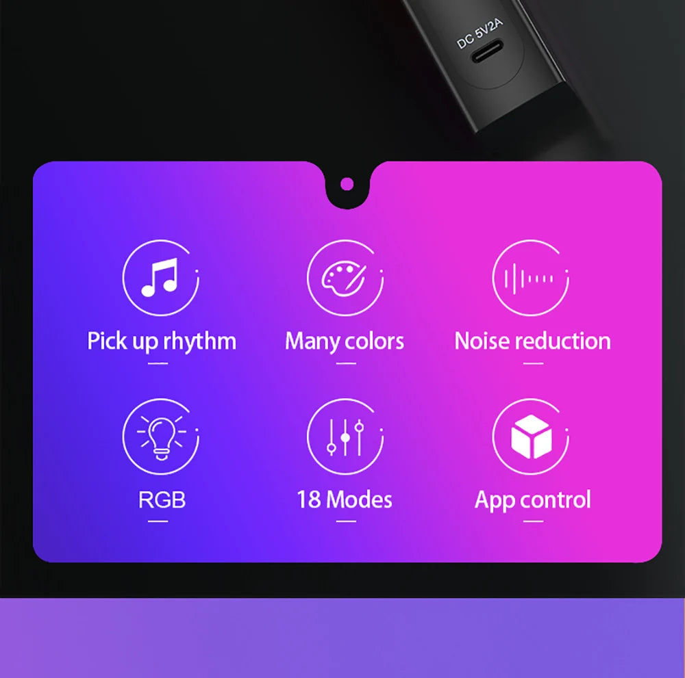 Smart RGB Pickup Lights LED 3D Double Sided Ambient Lamp APP Control Sound