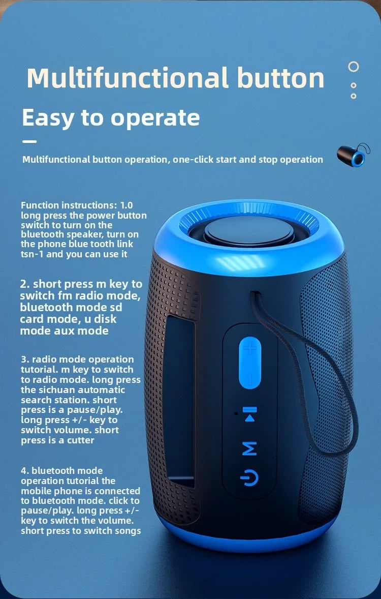 Portable Speaker Wireless Bluetooth Speakers with 5.3 Stereo FM/SD/USB