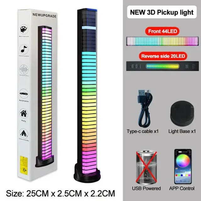 Smart RGB Pickup Lights LED 3D Double Sided Ambient Lamp APP Control Sound