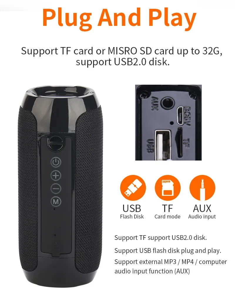 Portable Speaker Wireless  Bluetooth-compatible Subwoofer Outdoor