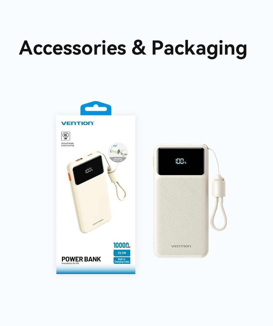 Vention CCC 22.5W 10000mAh Power Bank Portable Fast Charger for Xiaomi