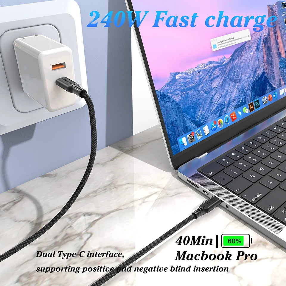 UGOURD Thunderbolt 5 Cable Type C 80Gbps USB4 Gen4 USB C to C 240W