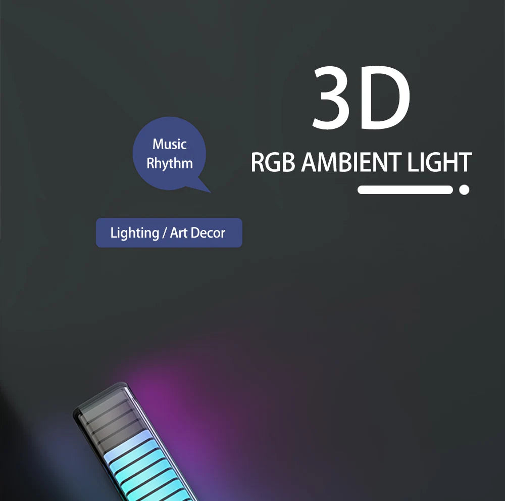 Smart RGB Pickup Lights LED 3D Double Sided Ambient Lamp APP Control Sound