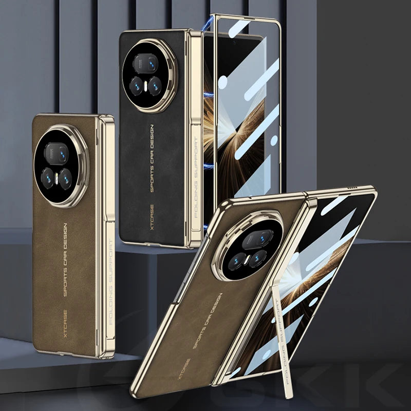 Frosted Leather Magnetic Hinge Stand Case For Honor Magic V5 Wireless