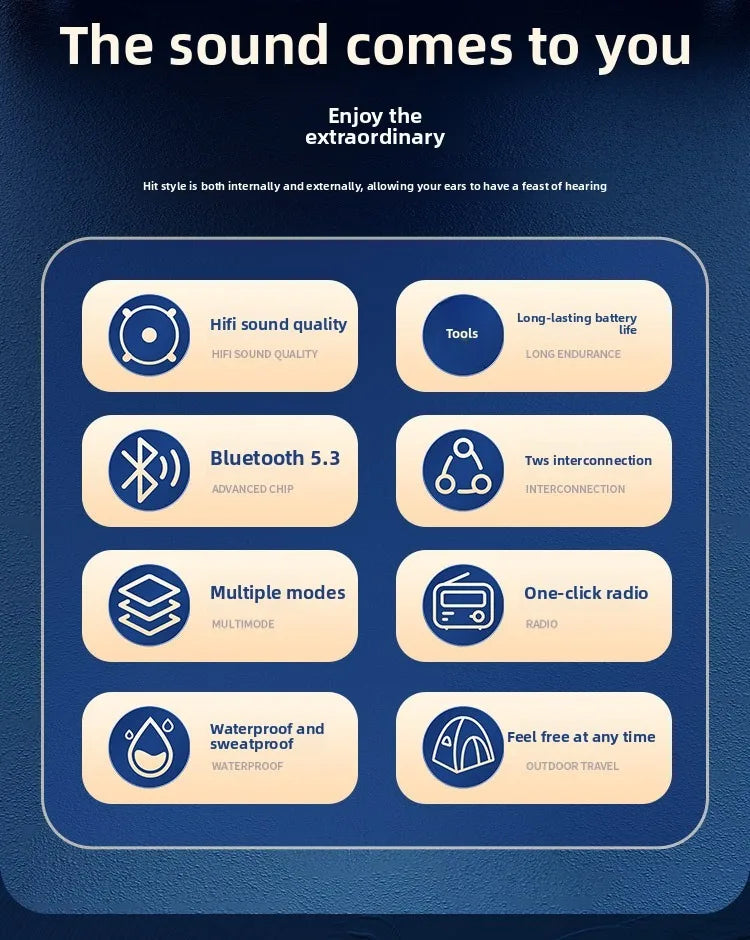 Portable Speaker Wireless Bluetooth Speakers with 5.3 Stereo FM/SD/USB