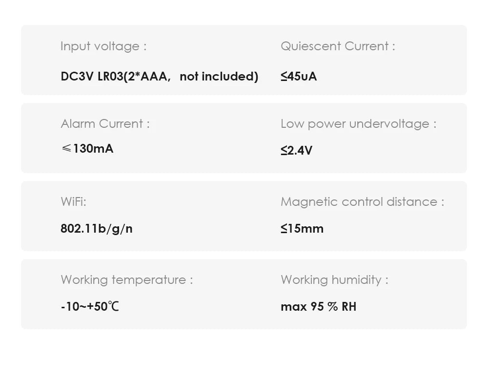 Smart Life App WiFi Door Sensor Window Sensor Open/Close Detector Security
