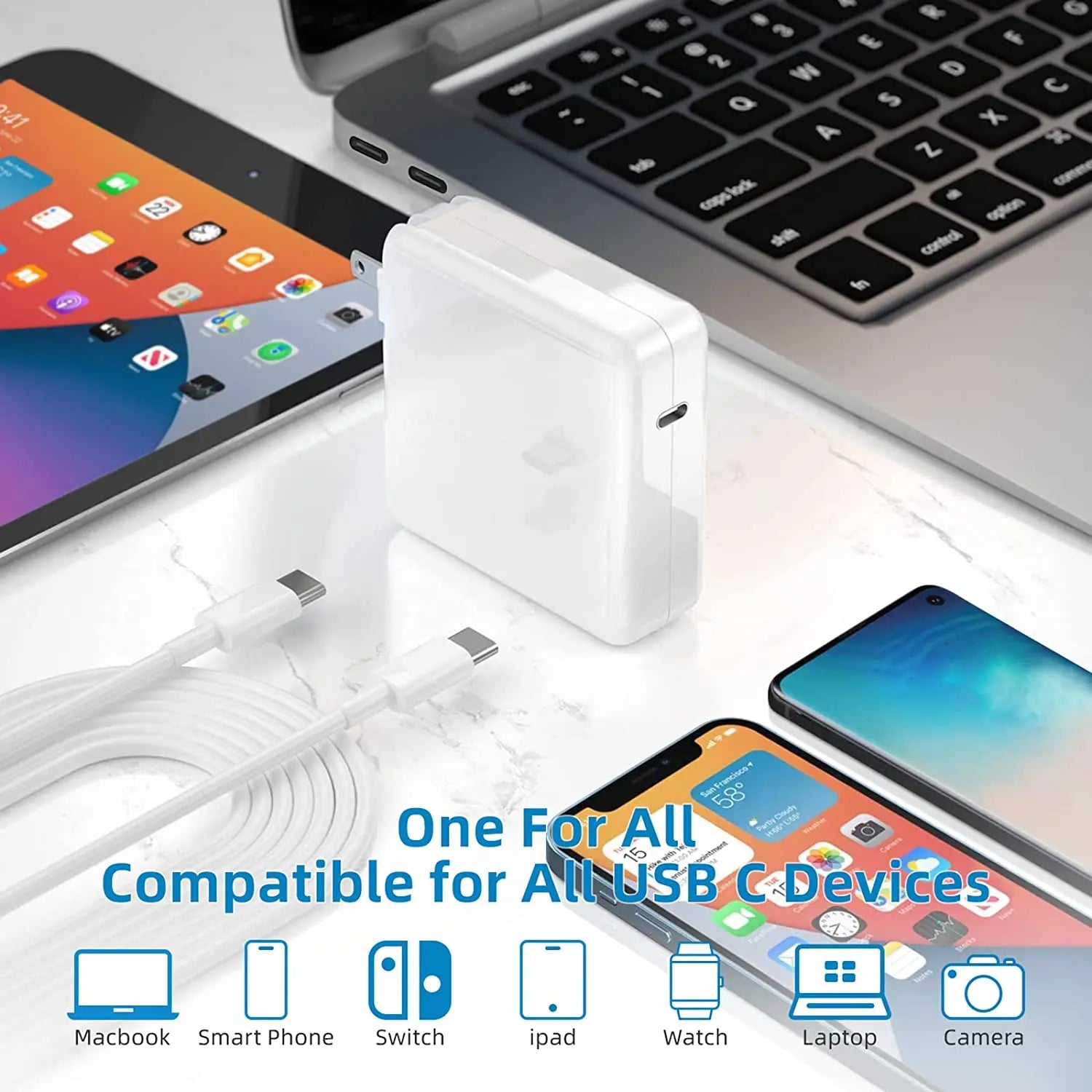 140W USB-C Power Adapter for MacBook Pro 16/15/14/13 Inch & iPad Pro (2021