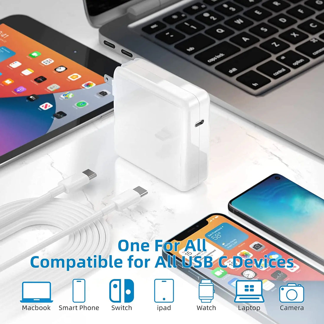 140W USB-C Power Adapter for MacBook Pro 16/15/14/13 Inch & iPad Pro (2021