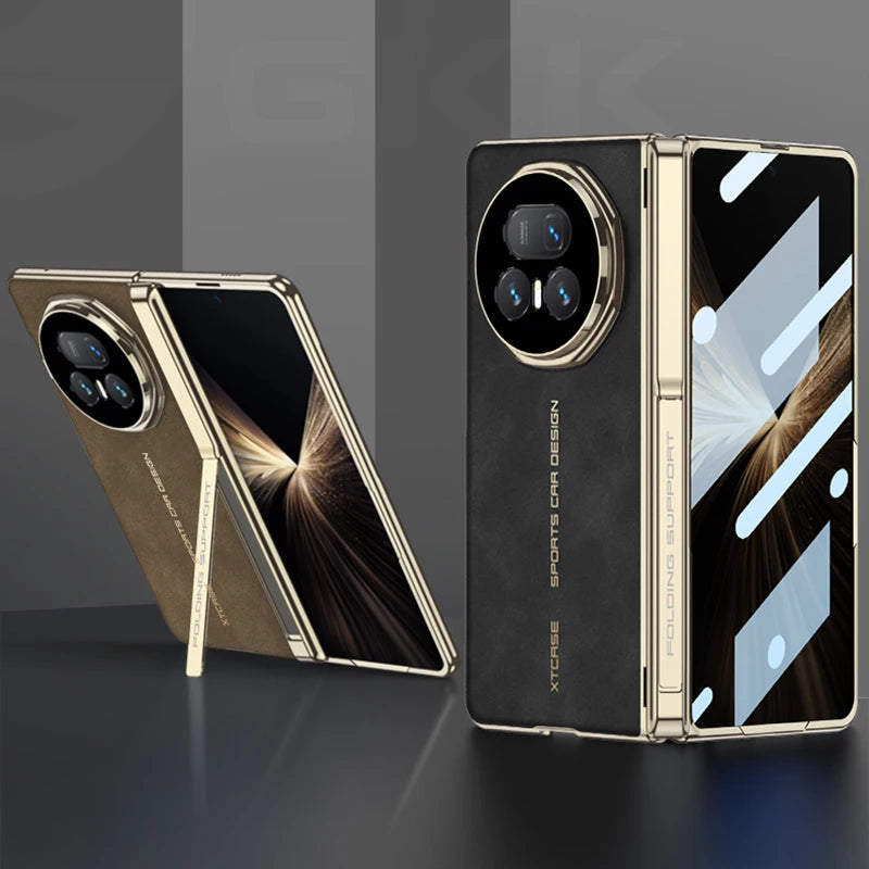 Frosted Leather Magnetic Hinge Stand Case For Honor Magic V5 Wireless