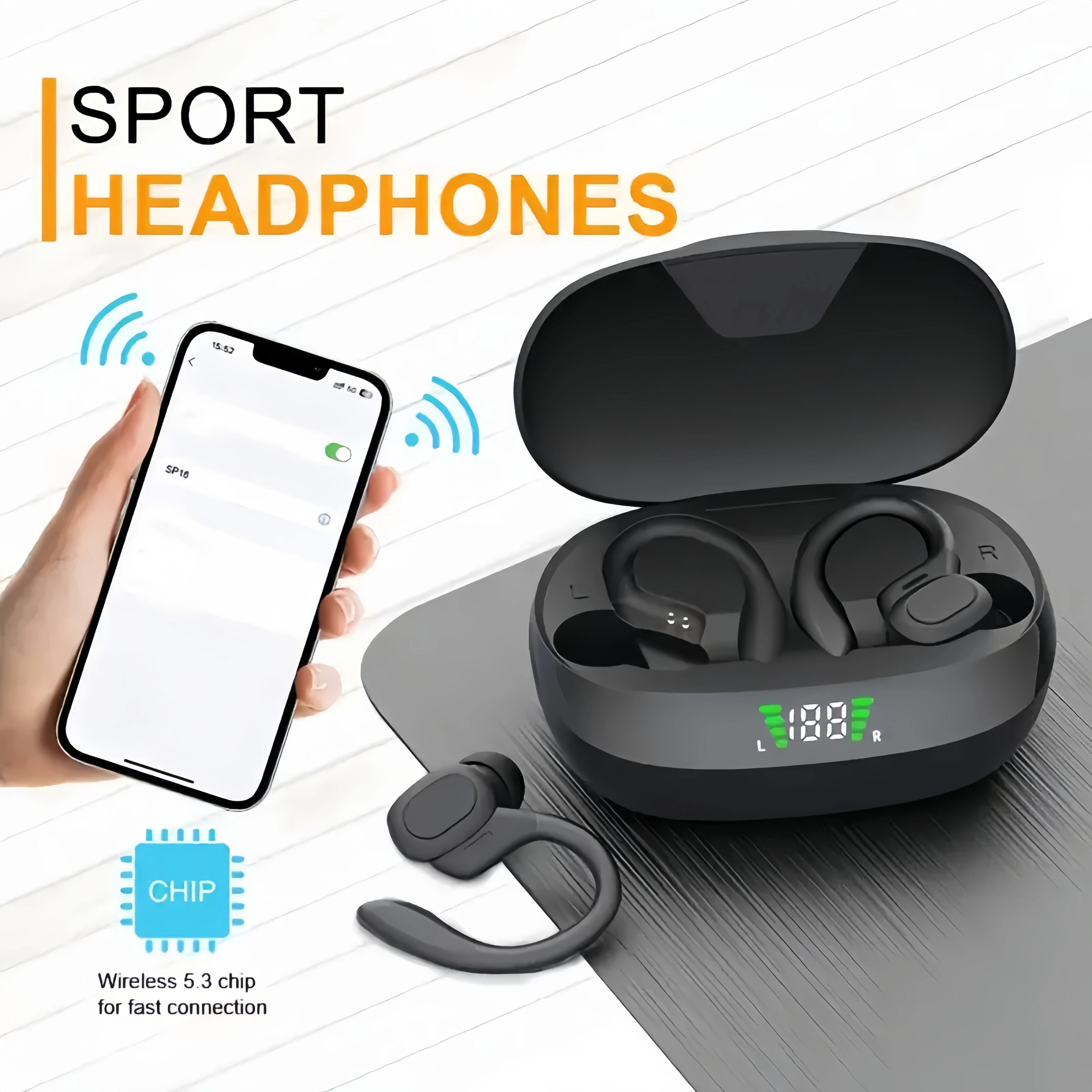 True Wireless Earbuds, Tws Headphones with Microphone, Sports Ear Clip