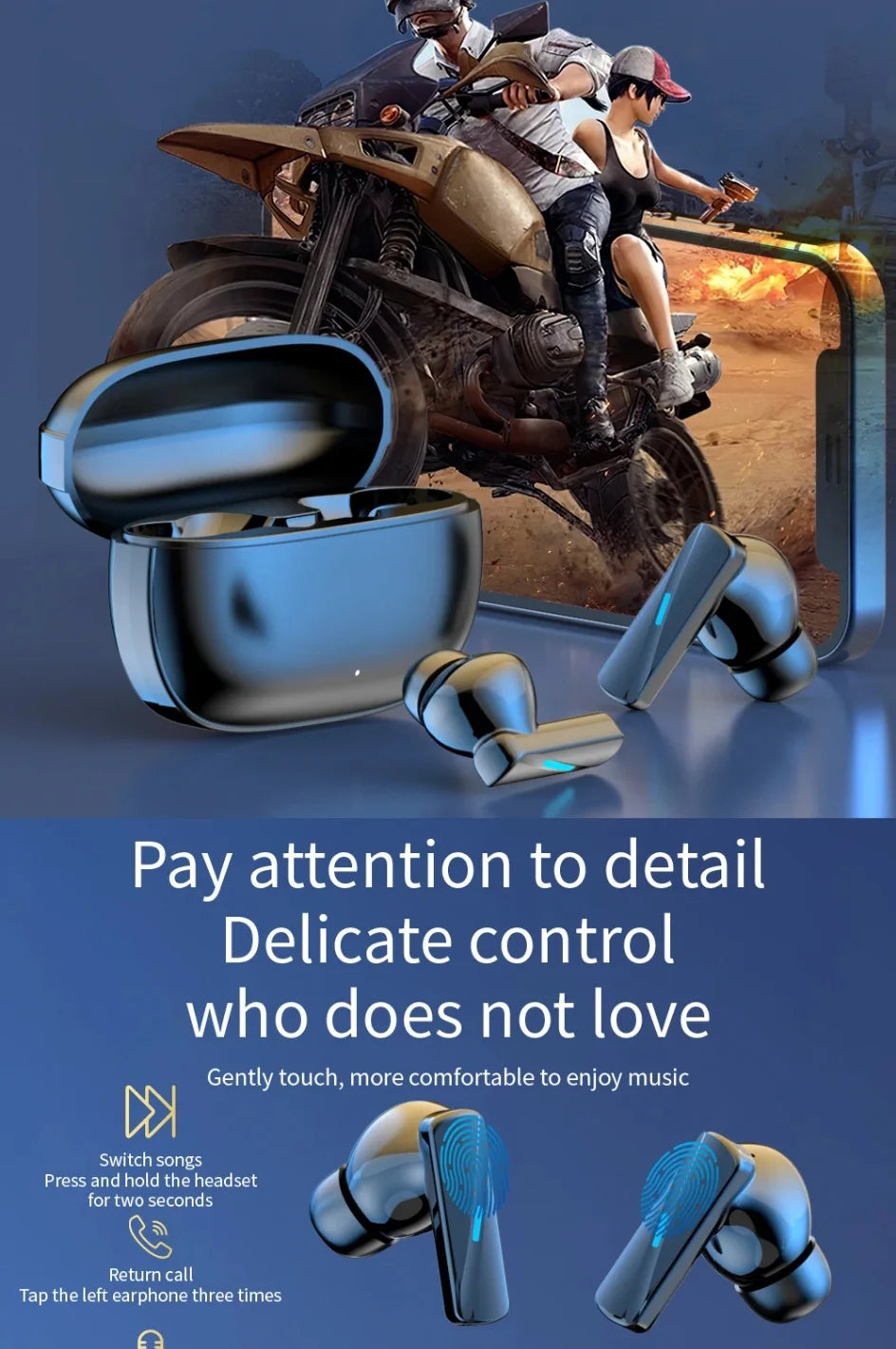 Earbuds True Wireless Earphone Noise Cancelling Update Bluetooth 5.3