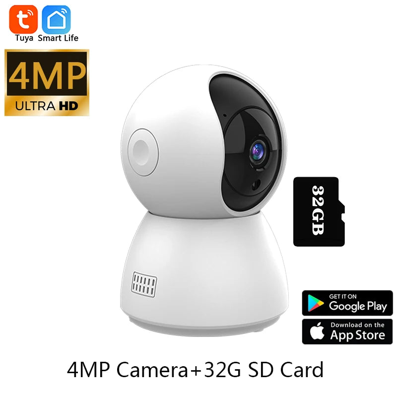 HD 4MP Tuya Smart Mini WiFi IP Camera Surveillance Camera Automatic Tracking Indoor Wireless Security Home CCTV Baby Monitor