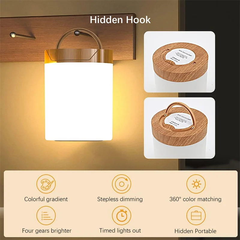 Smart LED Night Light, Portable Touch Control Table Lamp, USB Rechargeable