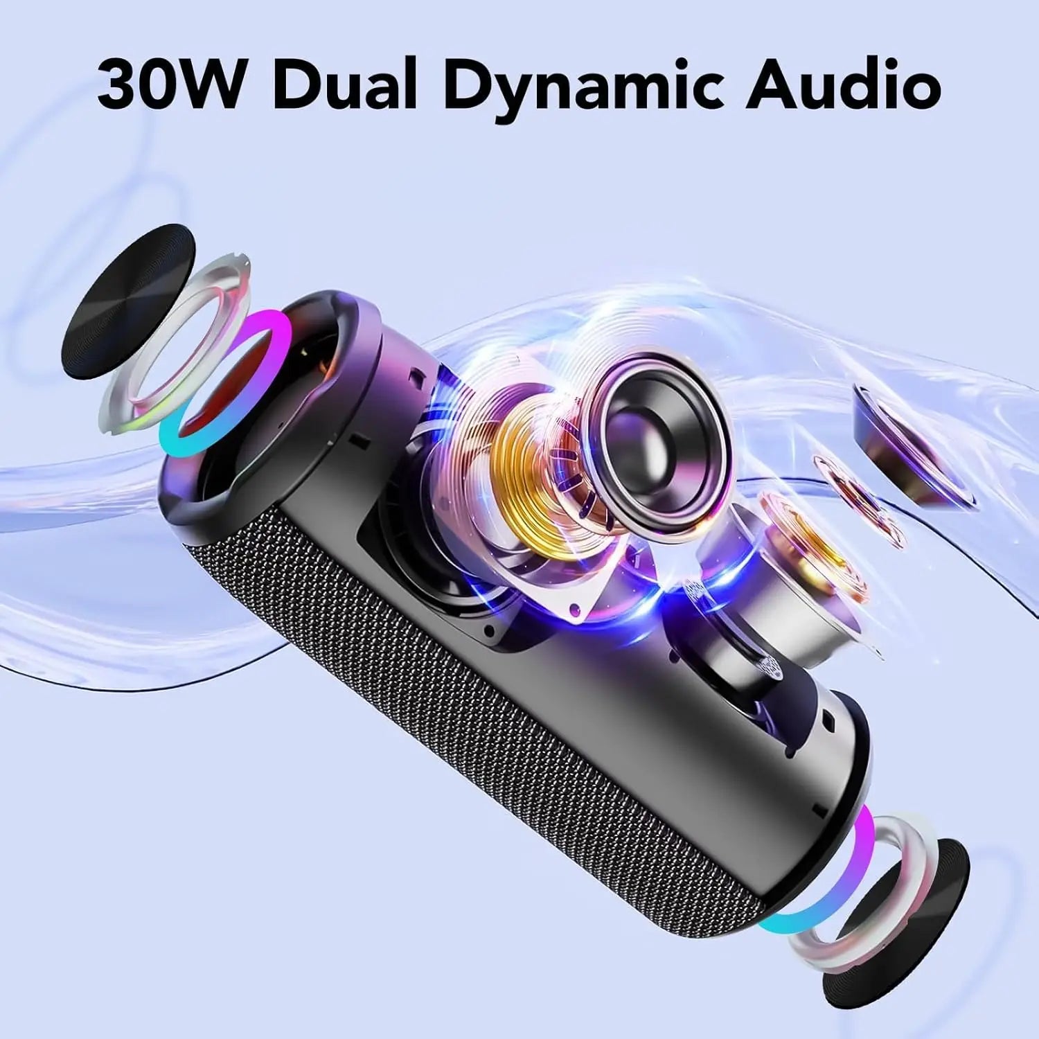 Portable Bluetooth Speaker, Bluetooth 5.4 Speaker, 30W Dual Speaker, Deep Bass
