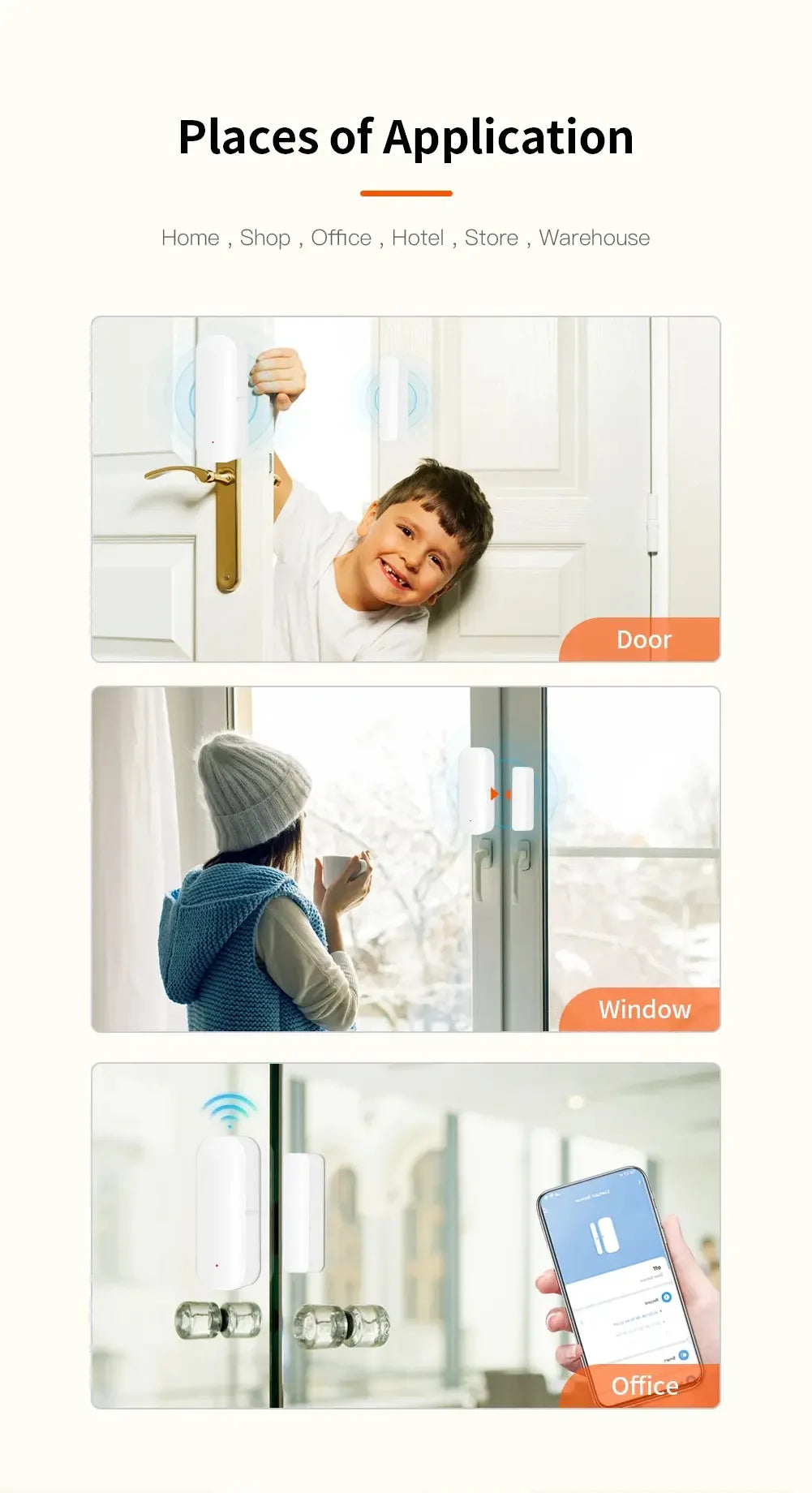 Smart Life App WiFi Door Sensor Window Sensor Open/Close Detector Security