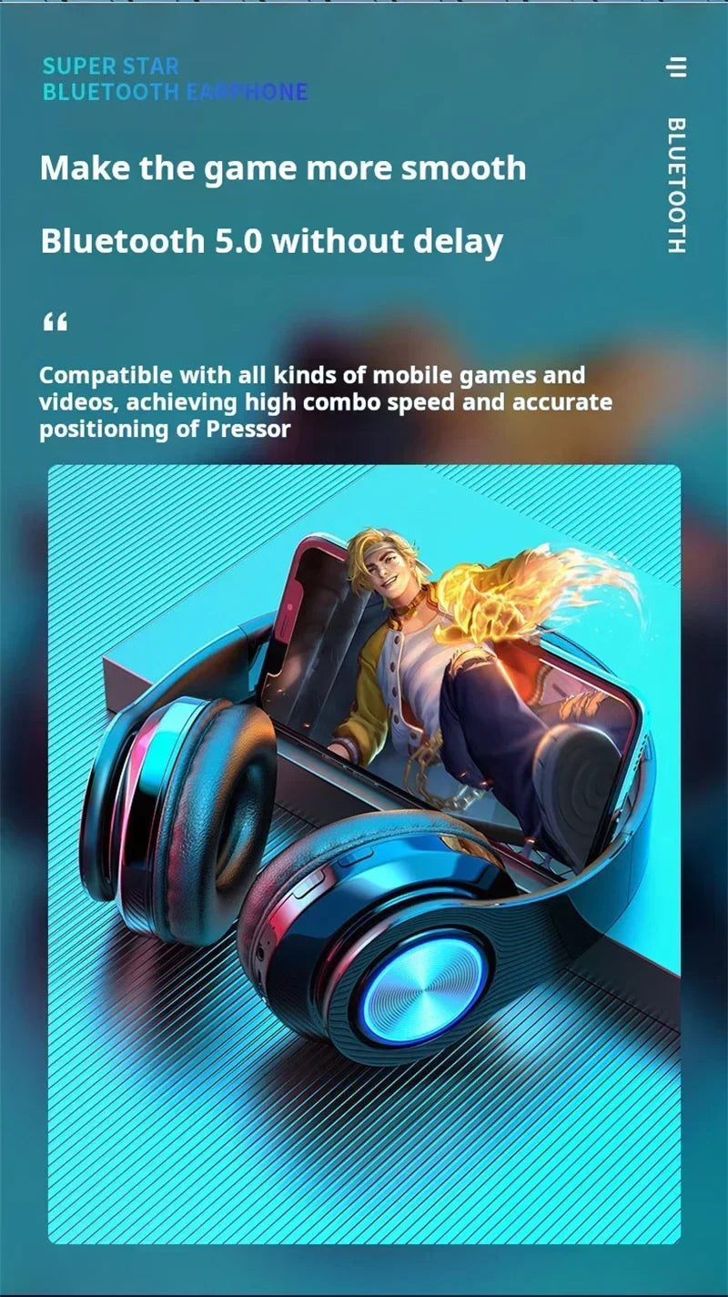 Headsets Gamer Headphones Blutooth Surround Sound Stereo Wireless