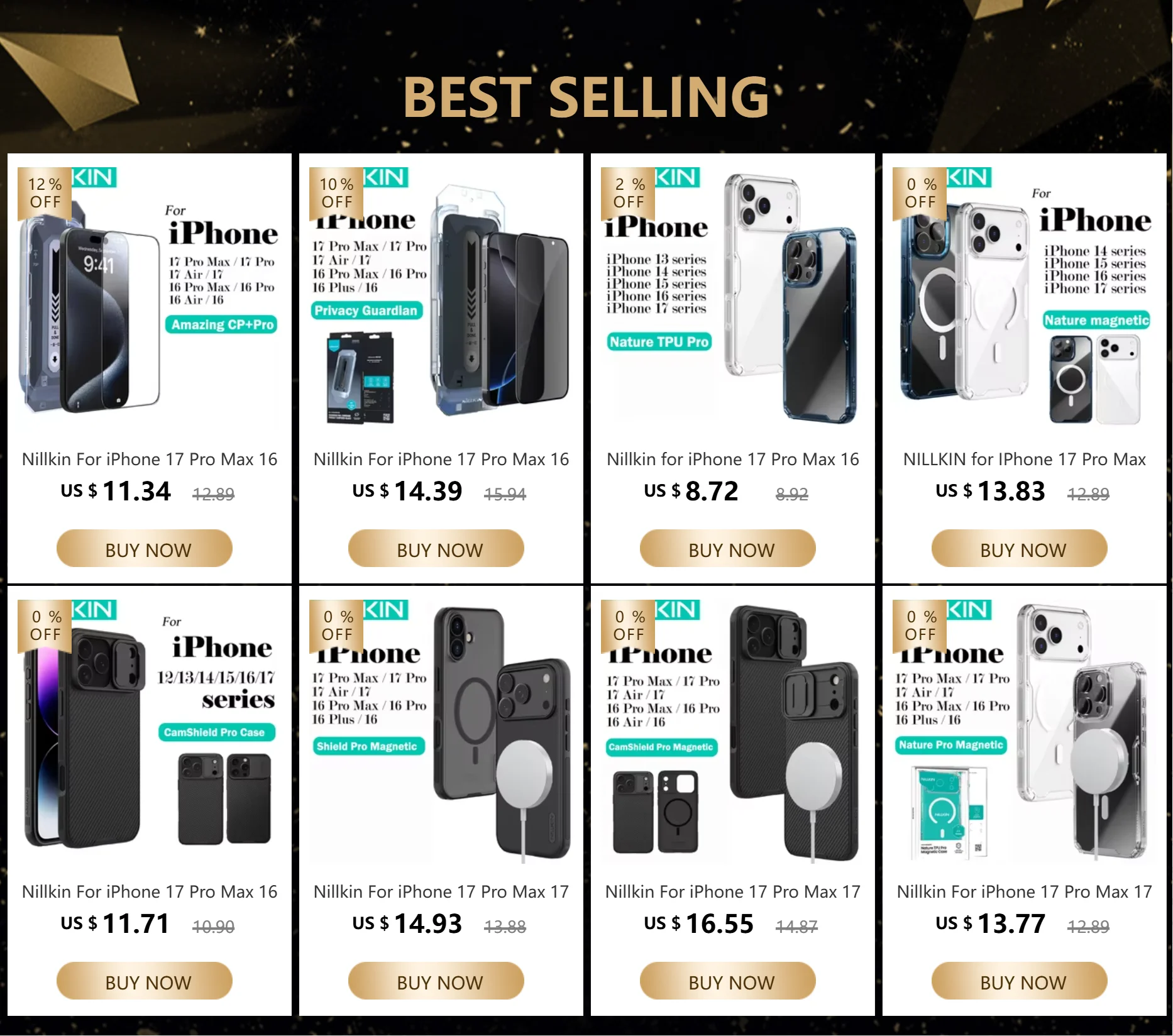 Nillkin For  iPhone 17 Pro Max 17 Air 16 Pro Max 16 Plus H+Pro AR 9H