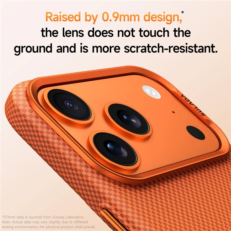 Luxury Plaid Texture Metal Lens Frame Magsafe Case For iPhone 17Pro