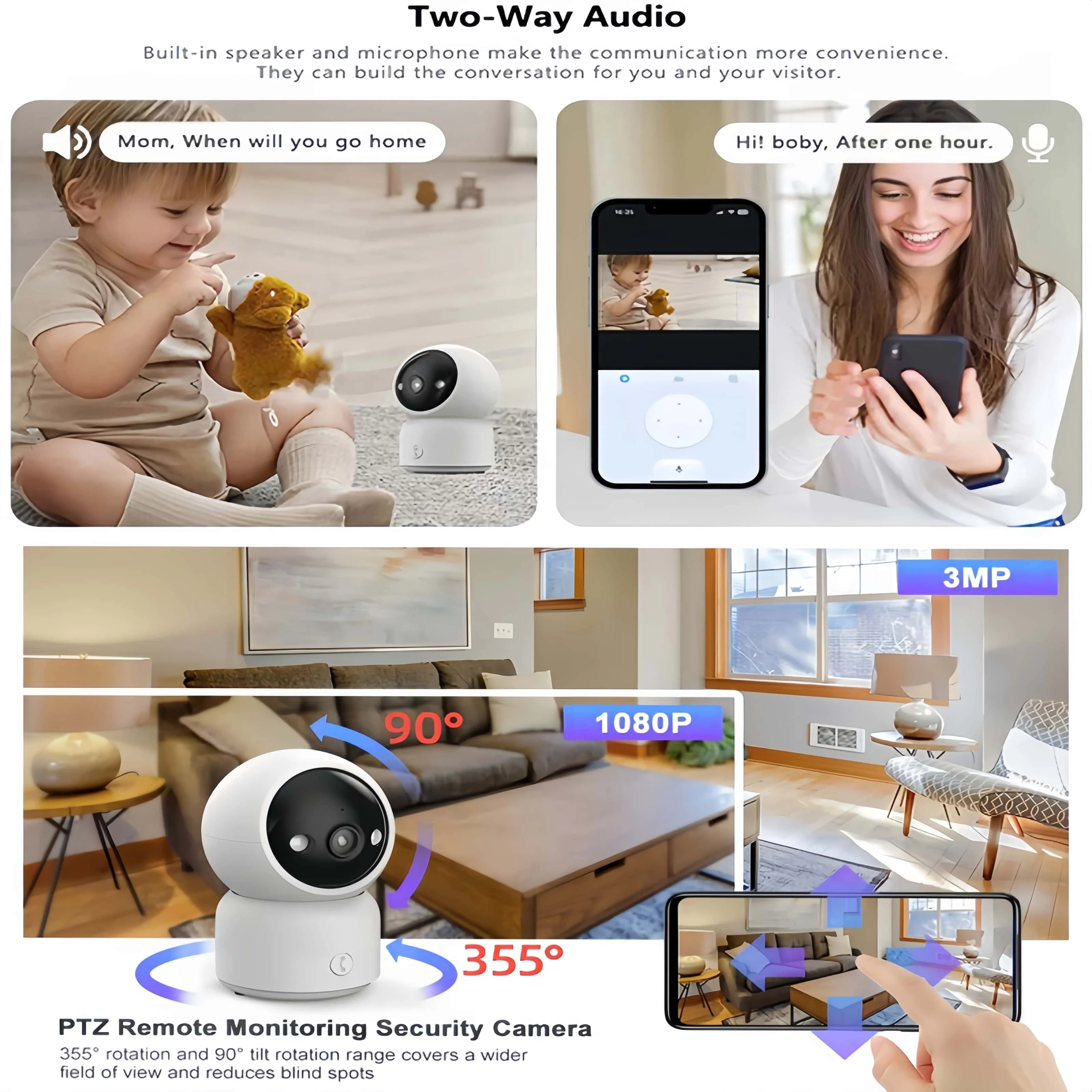 Smart Camera HD Security Surveillance 2.4GHz Indoor Monitoring Baby Night