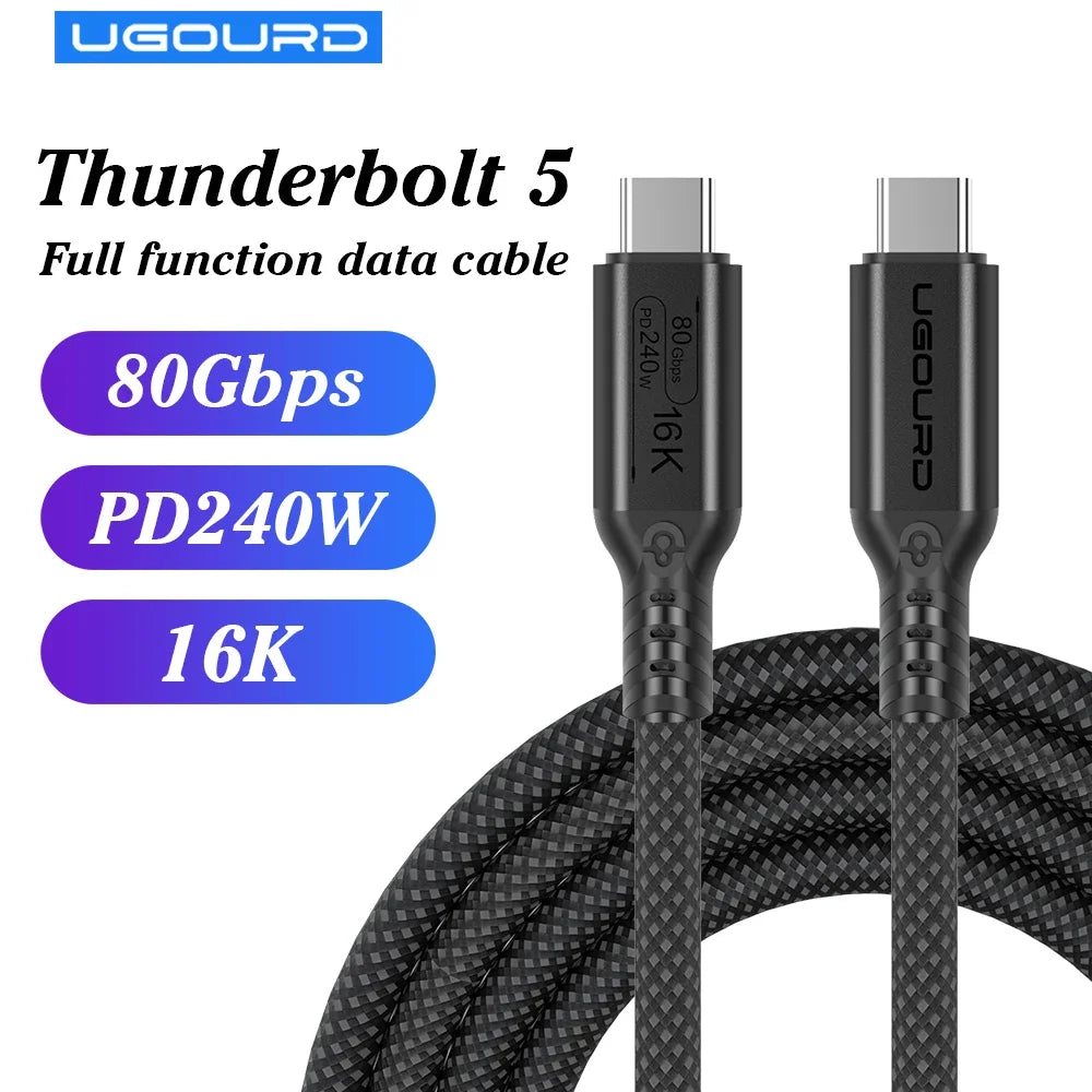 UGOURD Thunderbolt 5 Cable Type C 80Gbps USB4 Gen4 USB C to C 240W