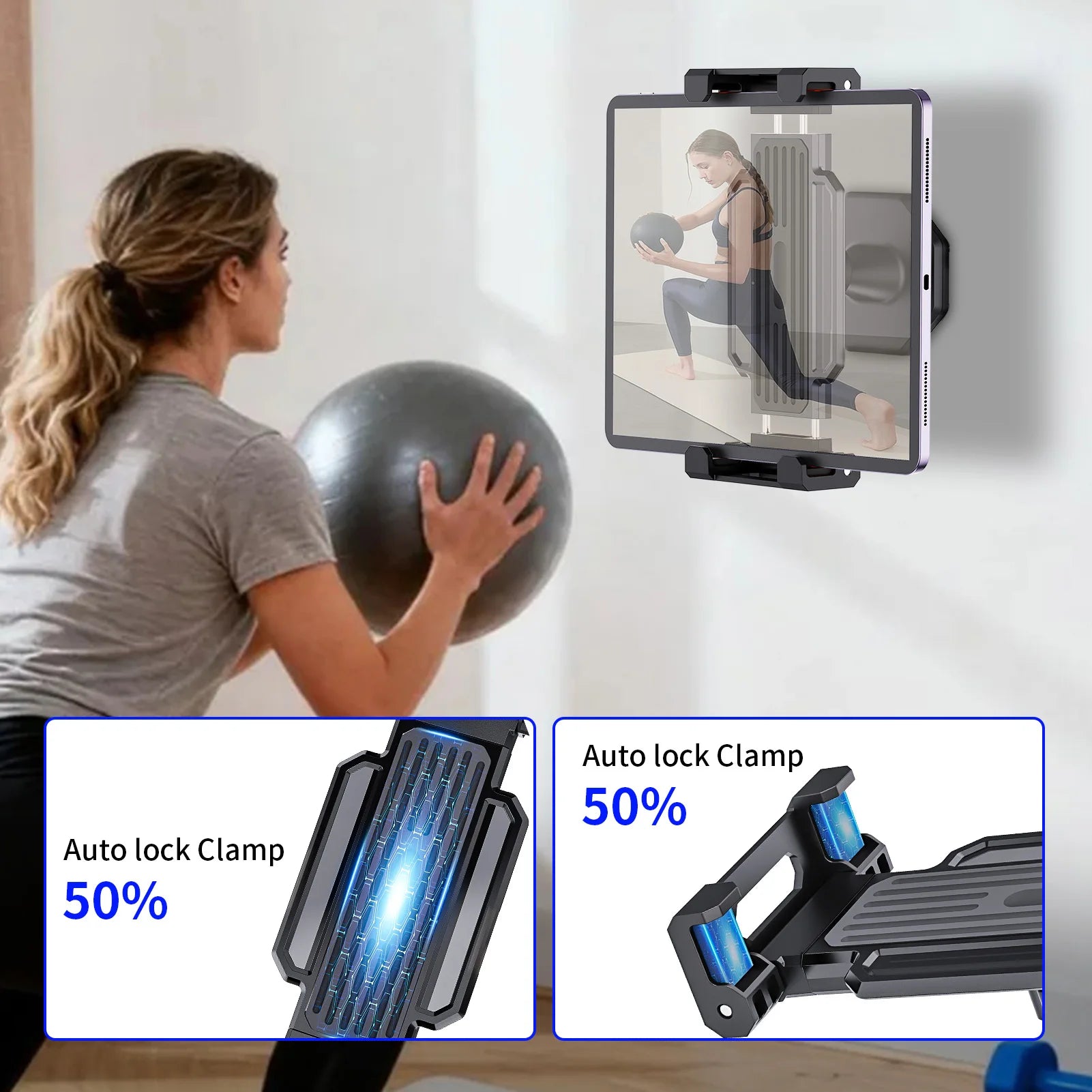 Tablet Wall Mount, 360° Rotation Tablet Holder Stand, Sturdy Base