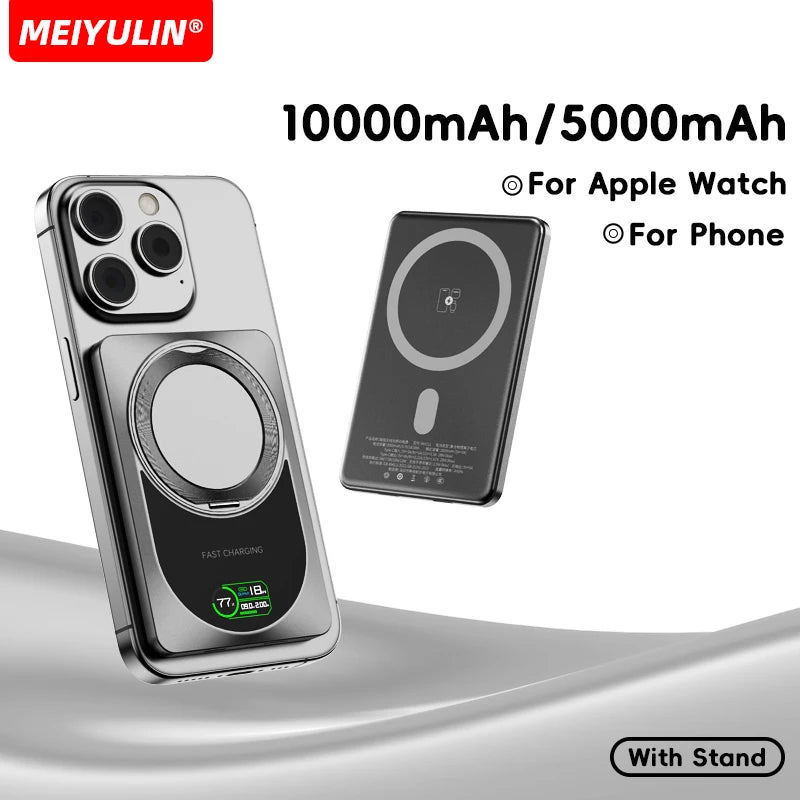 For Apple Watch 10000mAh Wireless Power Bank Magnetic With Stand