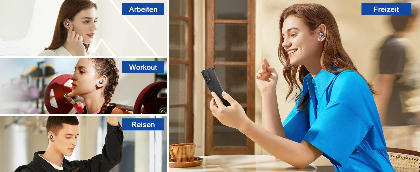Wireless Earphones with Bluetooth 5.3, Quad-Mic Call Noise Reduction