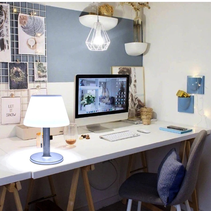 Smart Solar Table Lamp LED White Night Lights for Indoor Desk Outdoor Garden